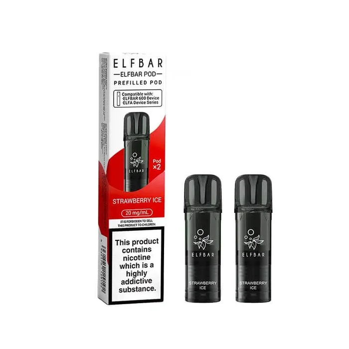 Elf Bar 600 Strawberry Ice Prefilled Vape Pods 20mg – 2PK