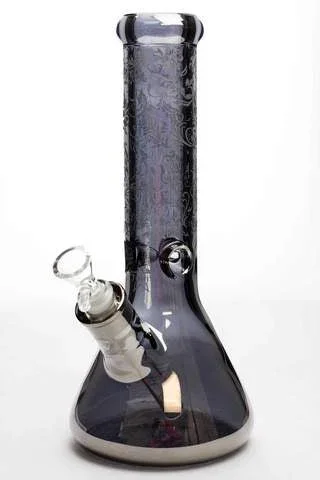 Sandblasted 12″ 7mm Metallic Glass Water Bong