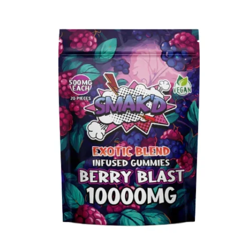 Smak’d Exotic Blend Delta 8 THC Gummies 10k mg Berry Blast