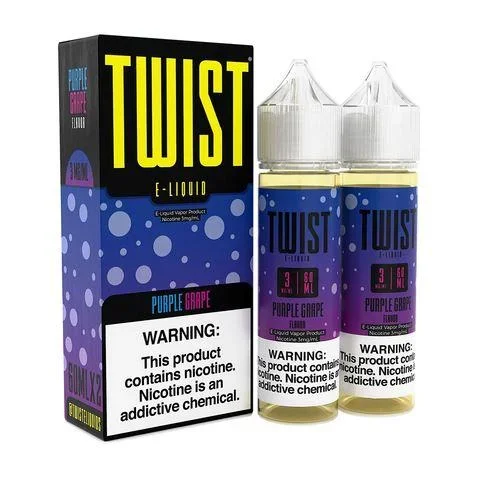 Twist Series E-Liquid 120mL – Freebase – 60mL 2-Pack – Purple Grape Grape Berry Mix, 06mg